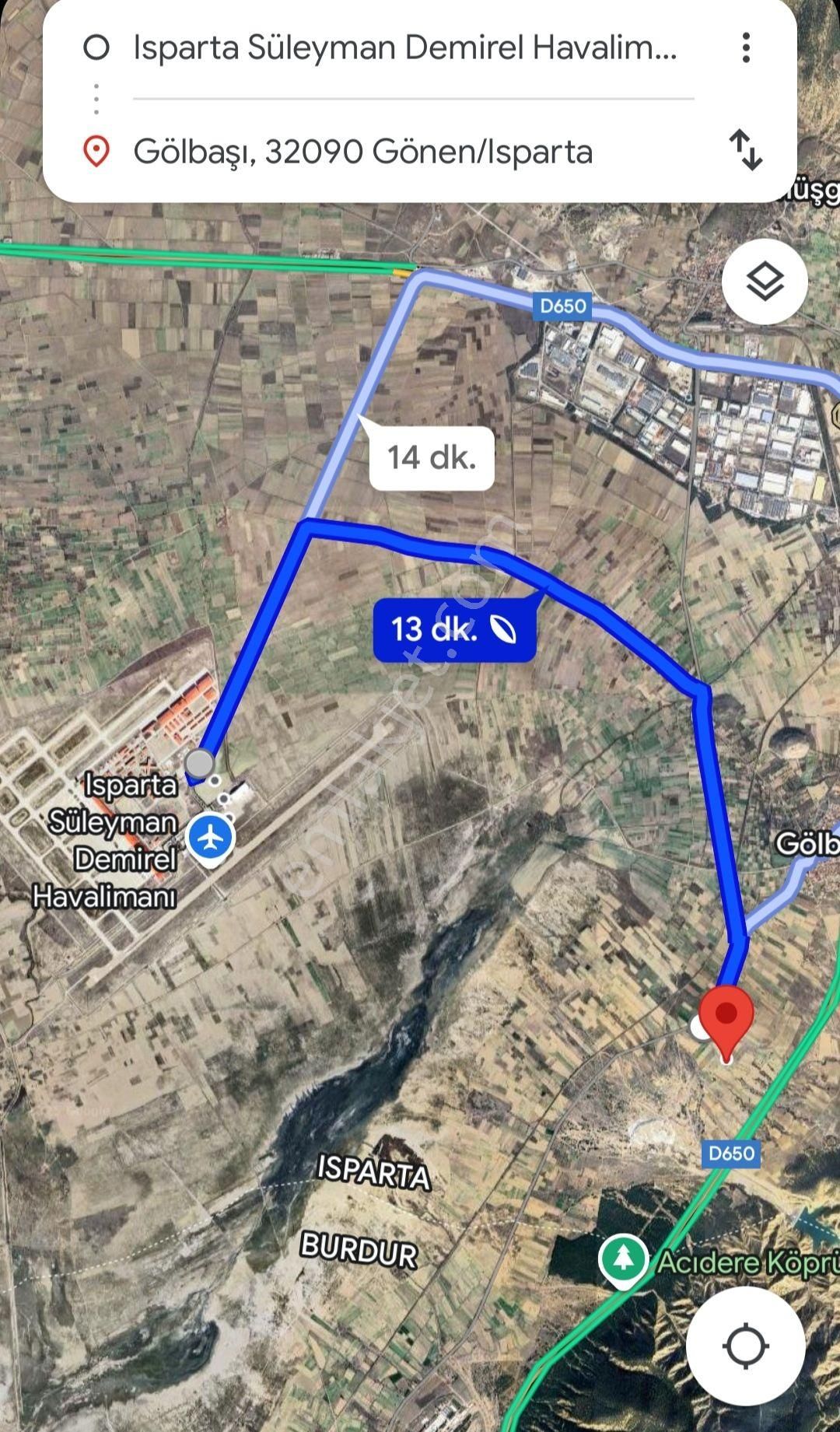 Isparta Havalimanına 8 Km Mesafede 6 Dönüm Fırsat