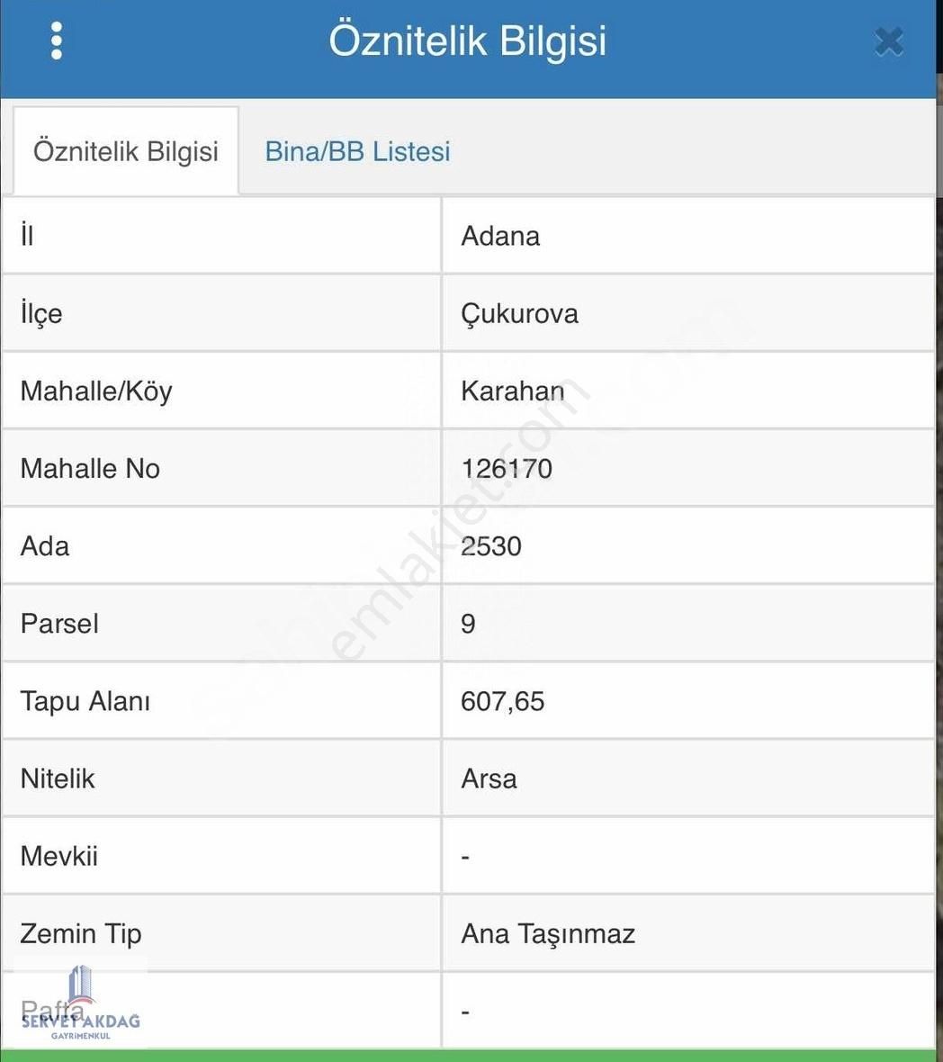 Çukurova Karahanda Tek Tapu 607 M2 Satılık Arsa