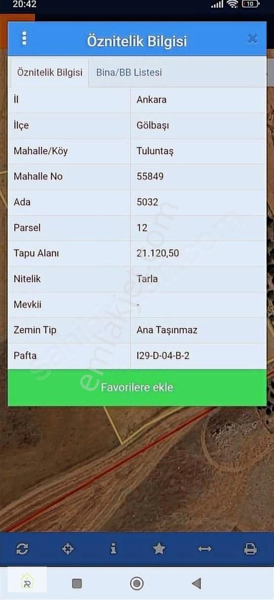 Relax Tr Gayrimenkul Ankara Gölbaşı Tulumtaş Satılık Tarla