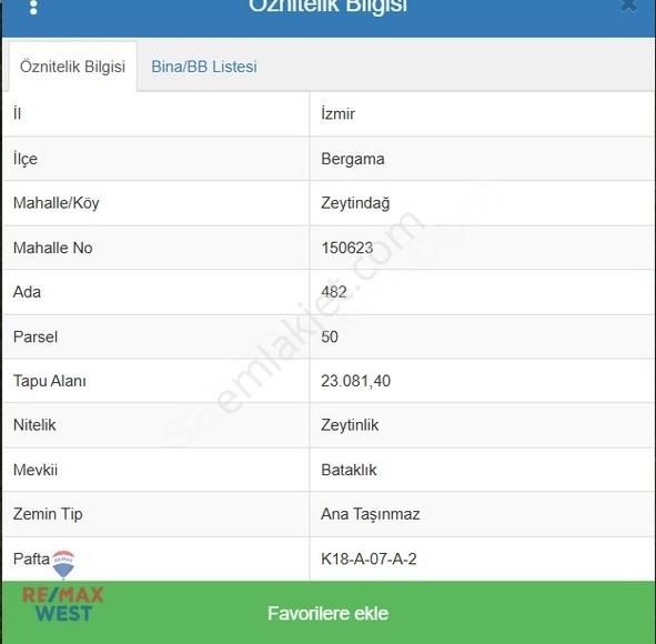 Bergama Zeytındağ Mahallesınde Satılık Zeytınlık