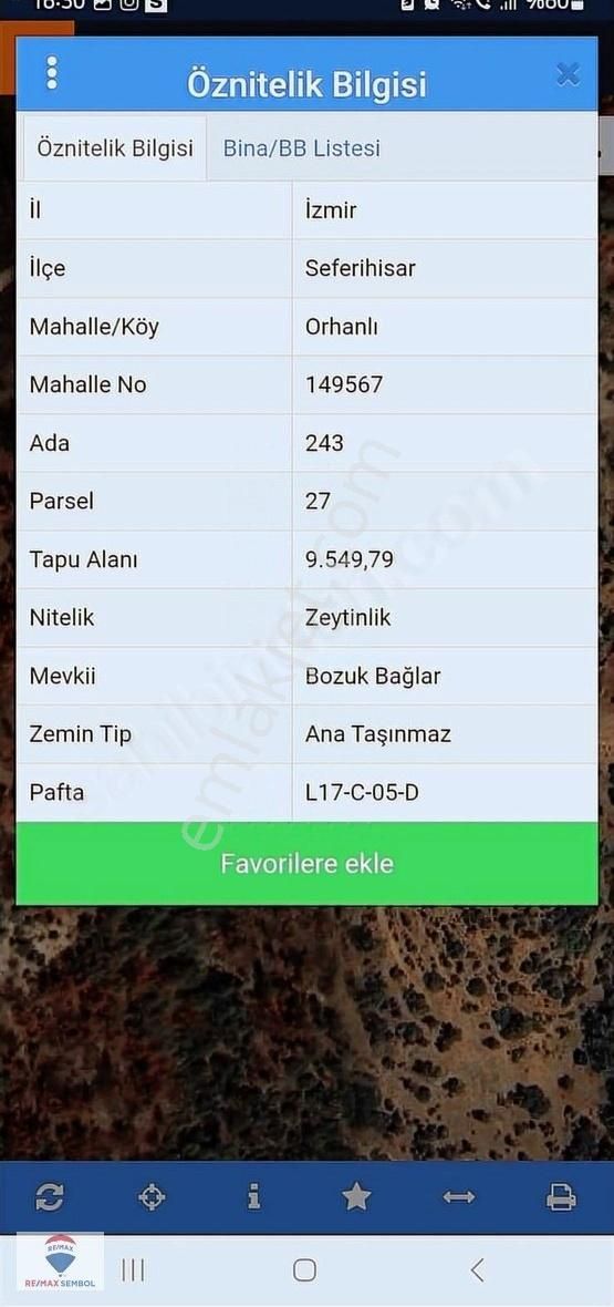 Seferihisar Orhanlı Mevkiinde 9550 M2 Zeytinlik