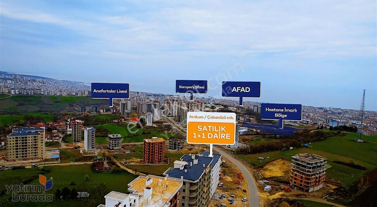 Atakum Şehir Hastanesine Cephe Satılık 1+1 Deniz Manzaralı Daire