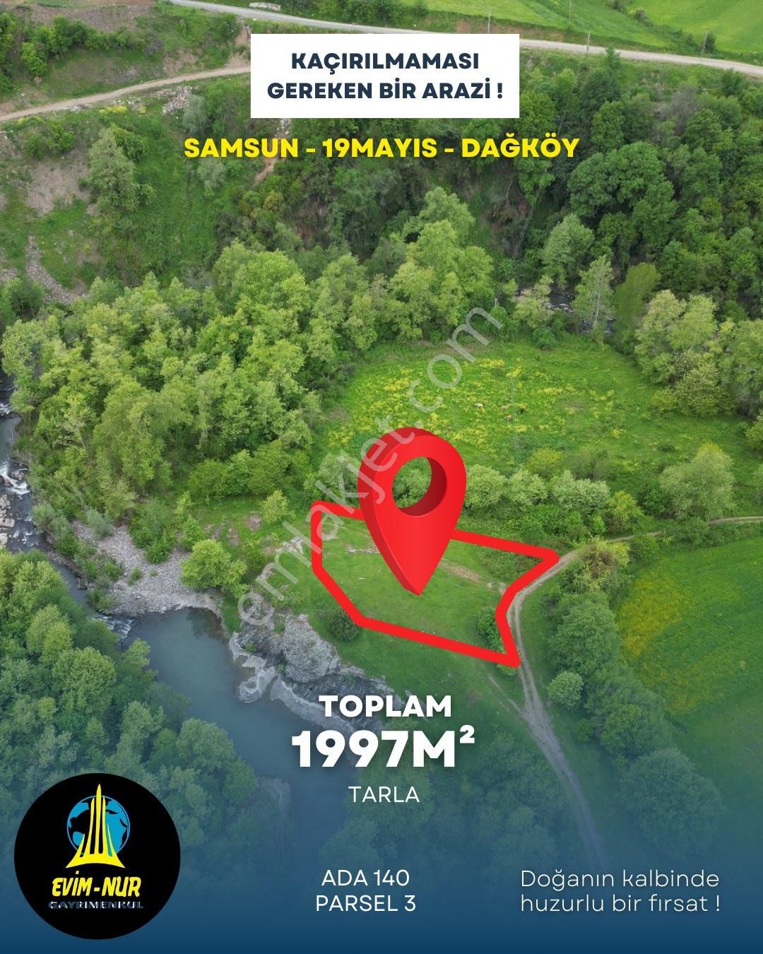 Evim-nır’dan Dağköy Mah 1.997m2 Manzaralı Tarla