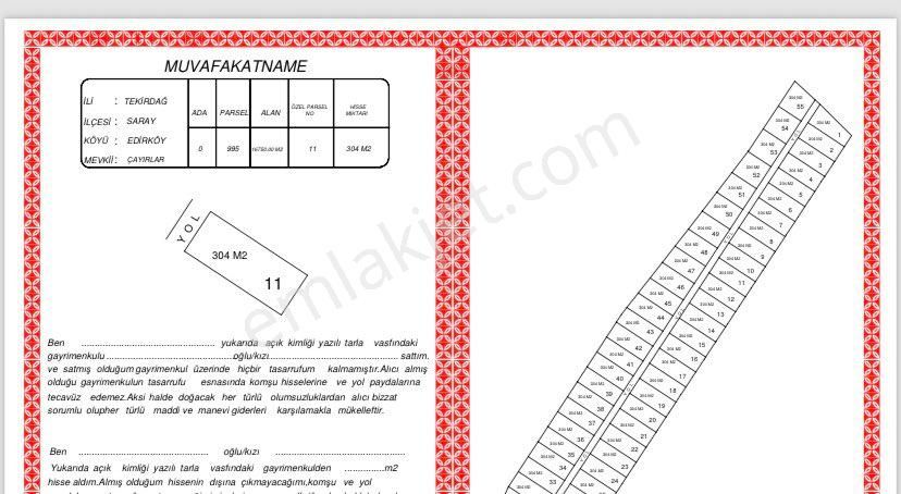 Saray Edirköy De Hisseli Tarla