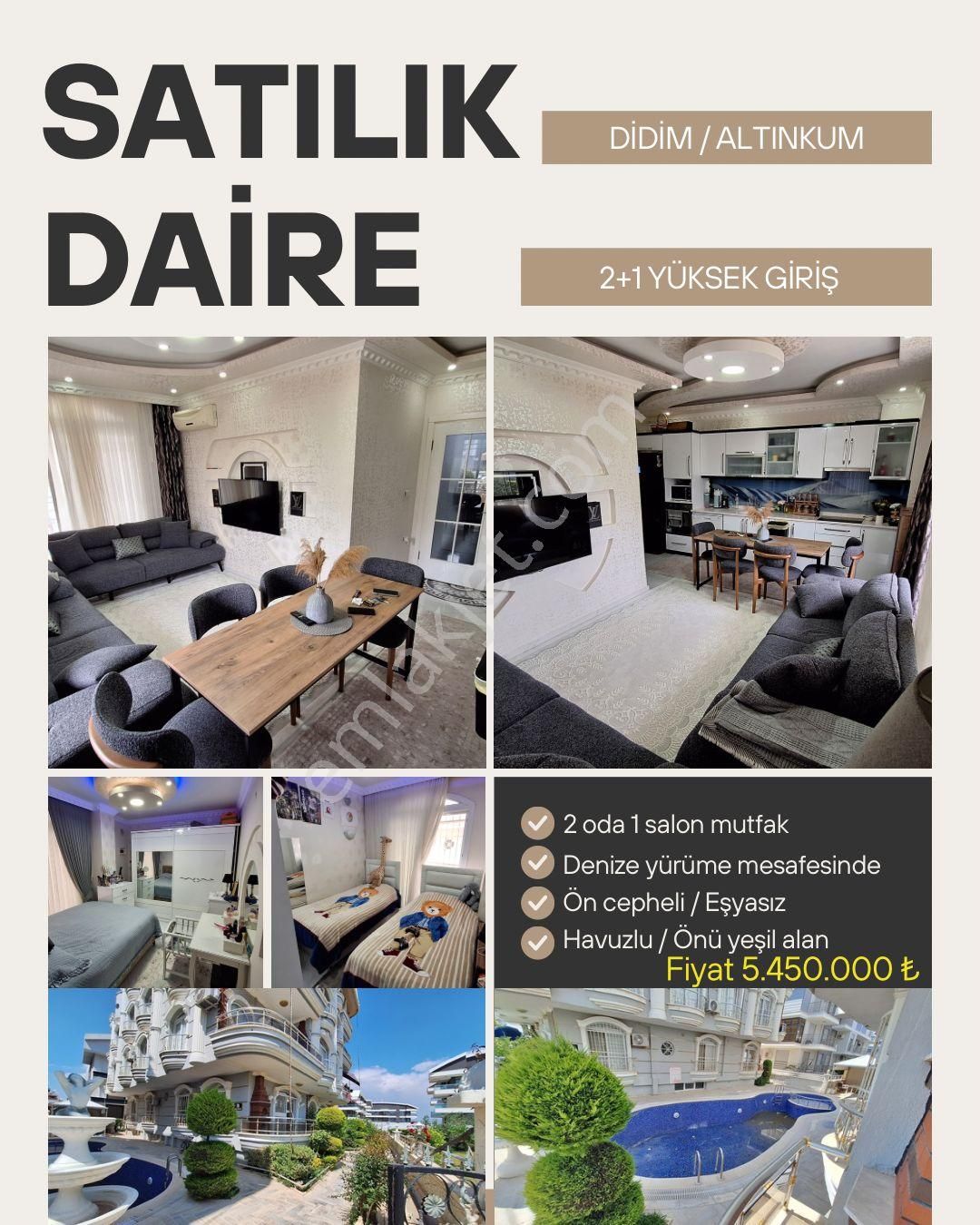 Didim Altınkum Da Havuzlu Site İçerisin De Satılık 2+1 Daire