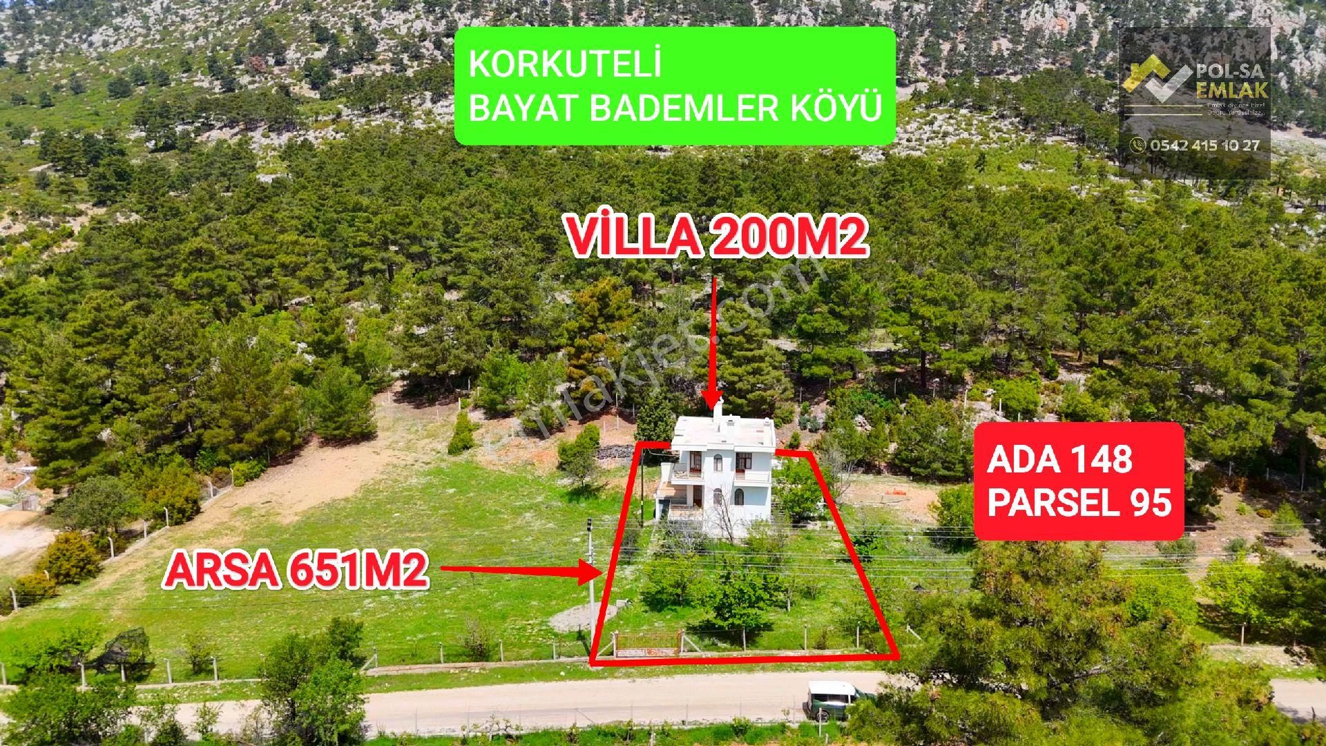 ✅korkuteli✅bayat Bademleri Köyü✅satılık Müstakil Villa✅arsa 651m2✅villa 3+1 ✅200m2