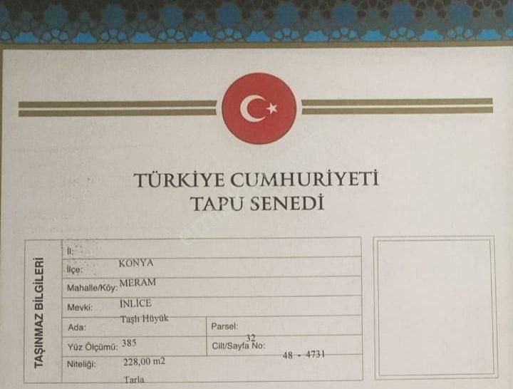 Meram İnlice’de Müstakil Tapulu Arazi