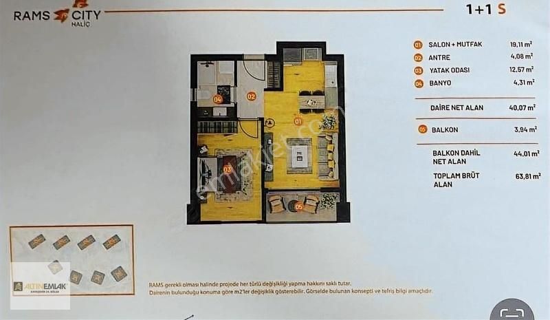 Eyüp Rams City Haliç Satılık 1+1 Daire
