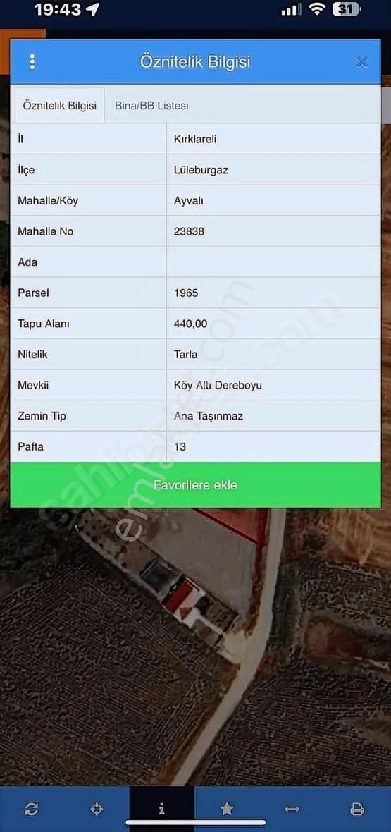 Ayvalı'da Müstakil 440 M2 Ana Yola Sıfır Satılık Bağ Bahçe Yeri