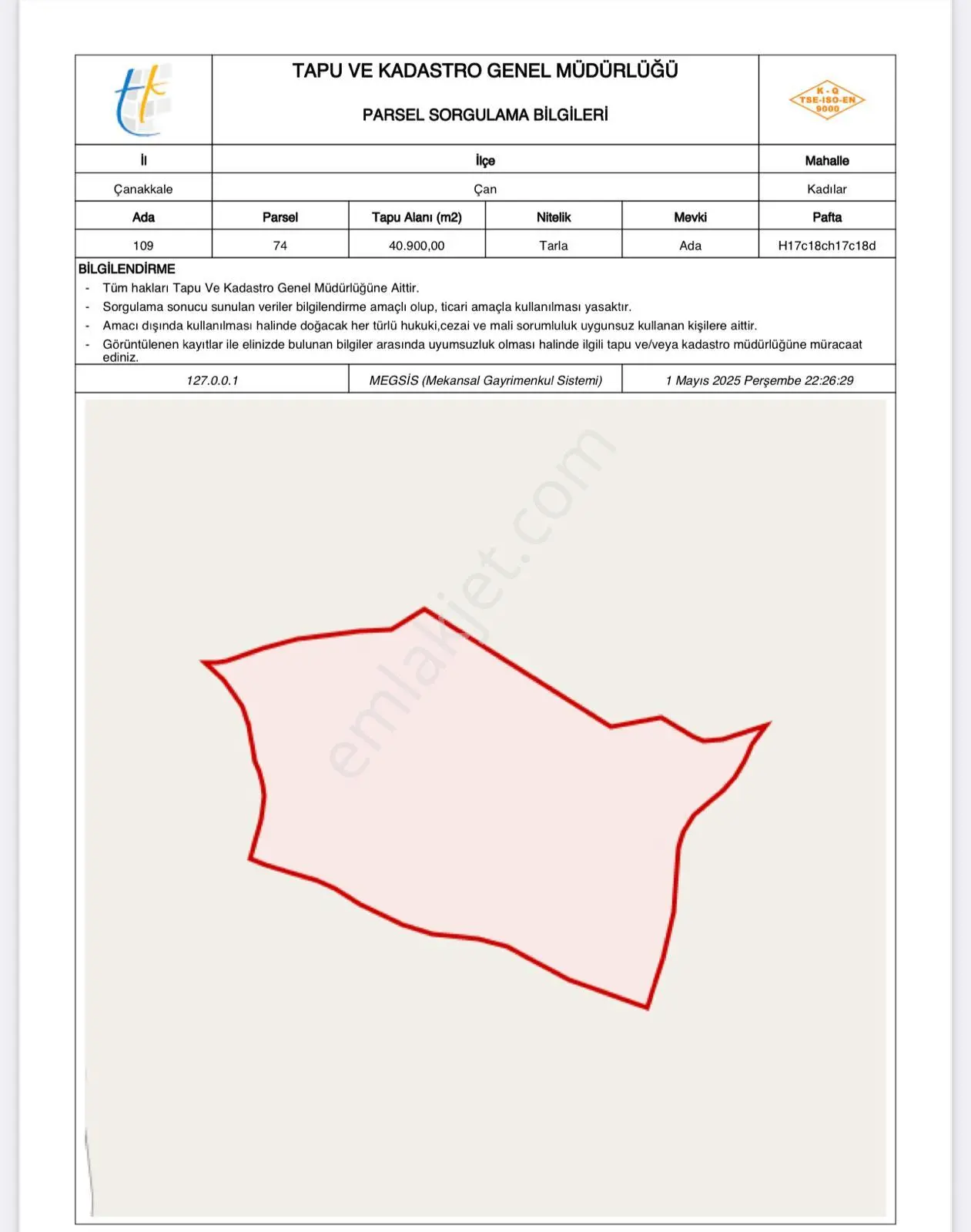 Ömür Emlaktan Çanakkale'de 40.900 M² Anayola Cepheli Tarla - Görsel 4