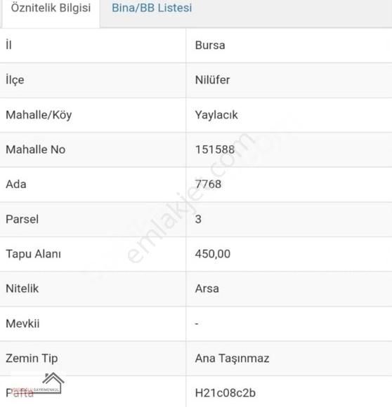 Yaylacık'ta 450 M2 Arsada Bulunan 183 M2 Satılık Hisse