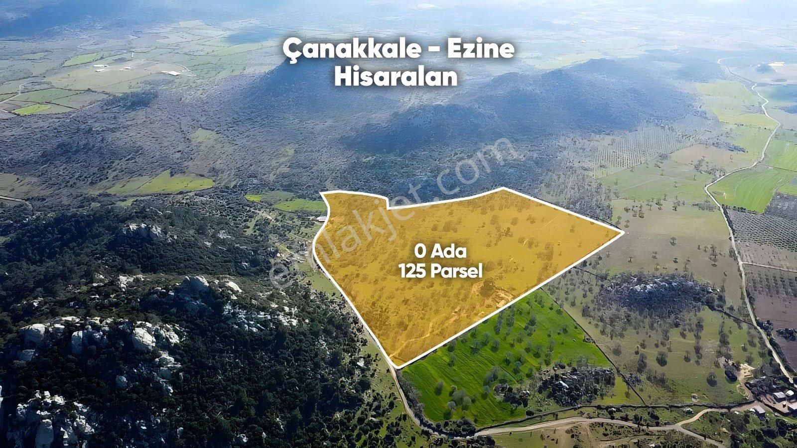 Ezine Hisaralan Satılık 100dönüm Fırsat Tarla