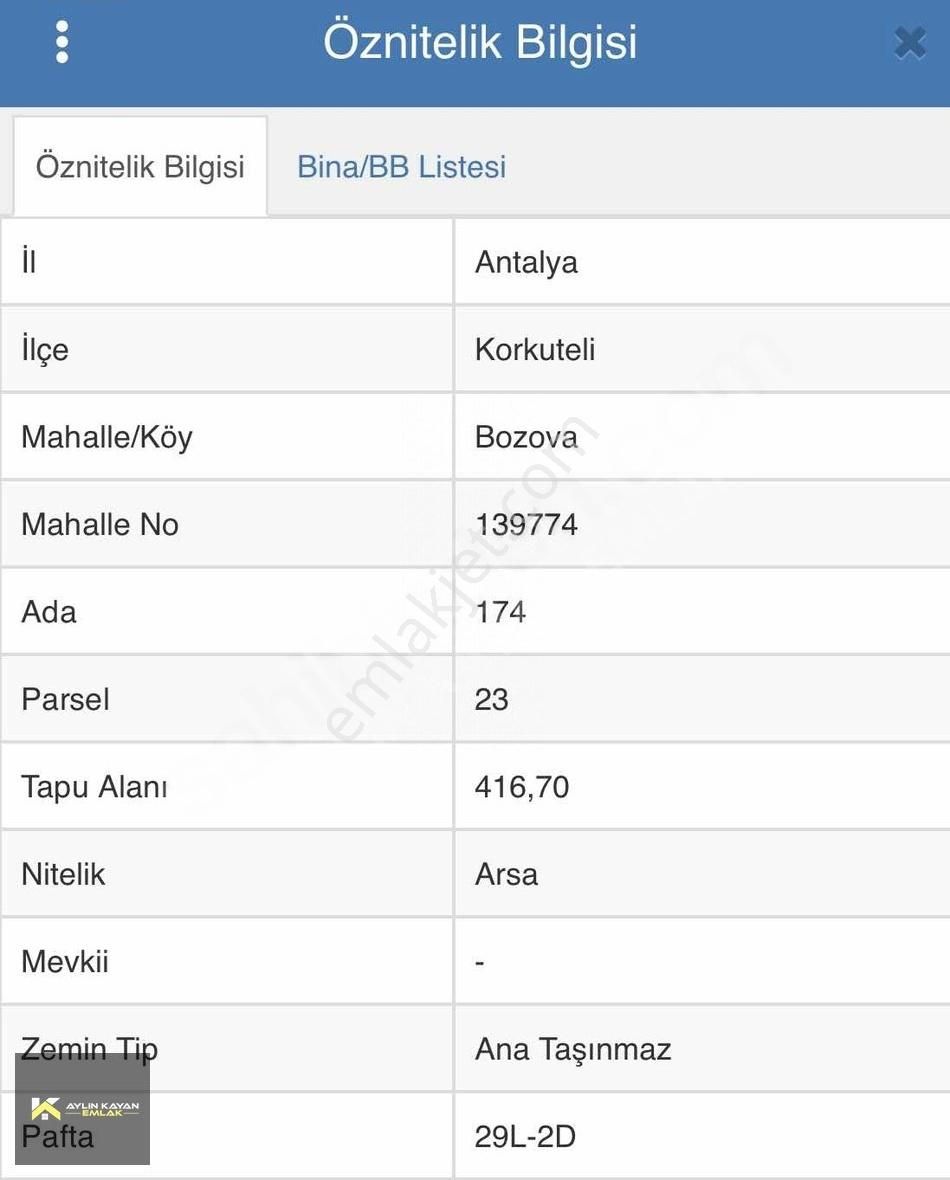 Antalya Korkuteli Bozova'da 417 M2 Satılık İmarlı Arsa