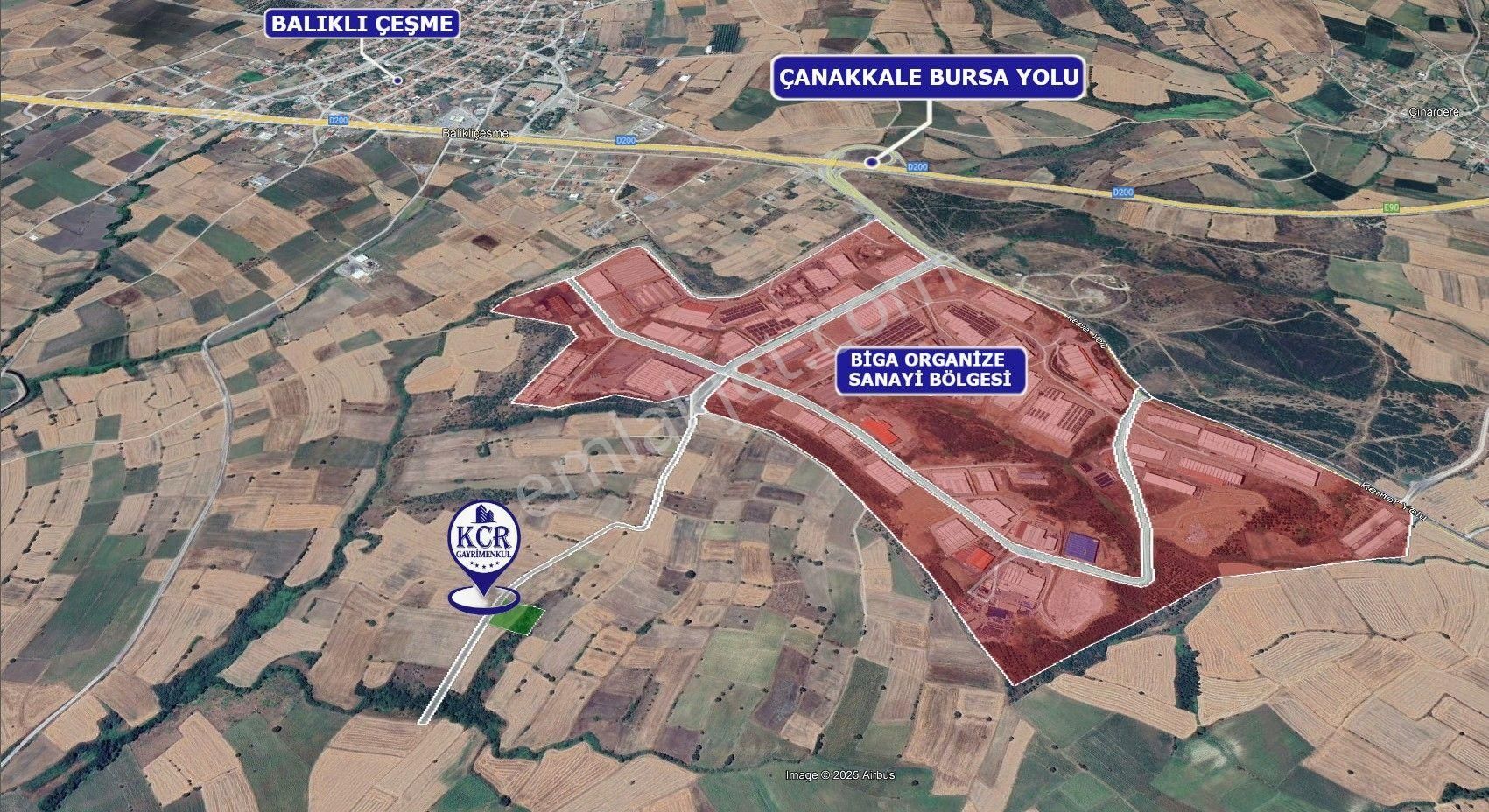 Biga Organize Sanayi Yanında Satılık Fırsat Tarla