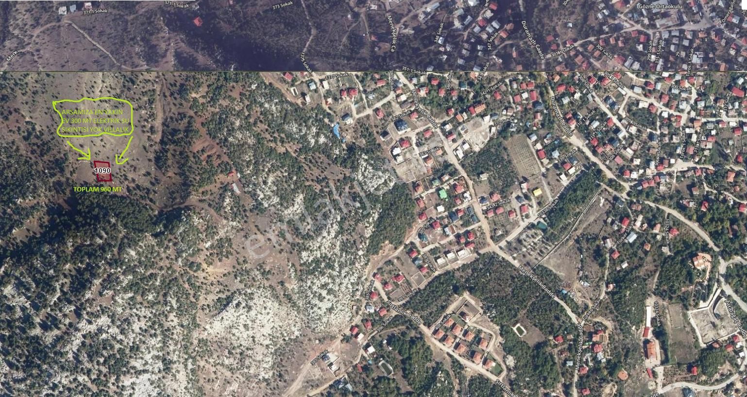 Bozes 'den Mersin / Gözne Mah. Tam Villalık Arsamız Satışda 960 Mt Takaslı Araba Veya Ev