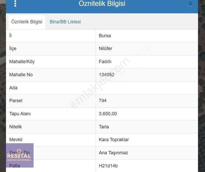 Nilüfer Fadıllı'da Göl Manzaralı Kadastro Yola Cephe Bahçe