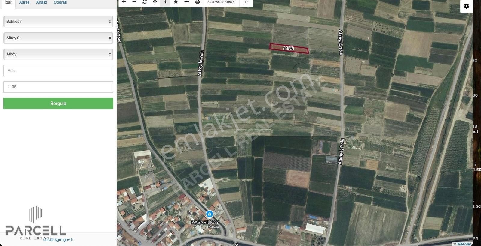 Balıkesir Altıeylül Atköy Mah. Satılık Emsalsiz Tarla