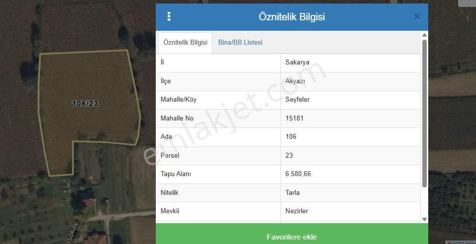 Akyazı-seyfeler Mh. Yerleşime Yakın 6.580 M2 Satılık Tarla