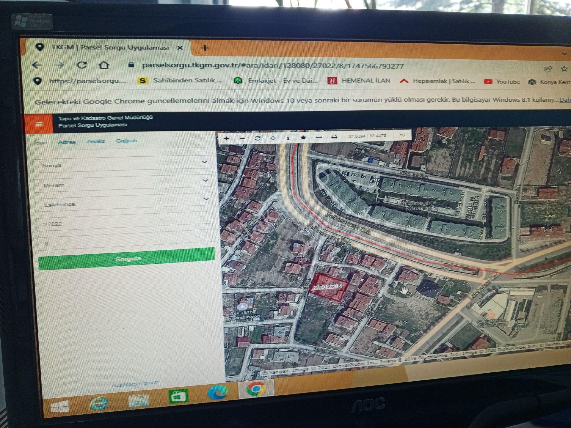 Konya Meram Lalebahçe Mah.855 M2 Konut İmarlı Satılık Villa Arsası