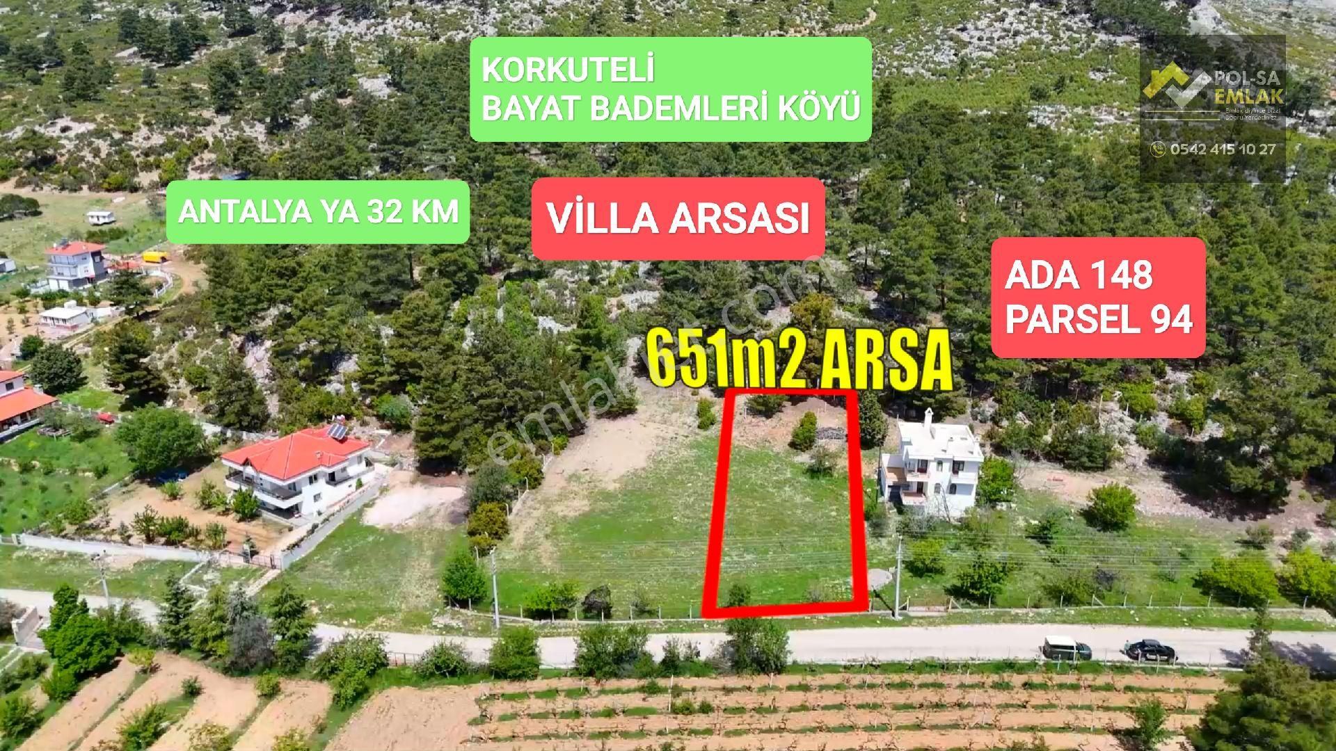 ✅korkuteli✅bayat Bademleri Köyü ✅satılık 651m2 İmarlı Arsa