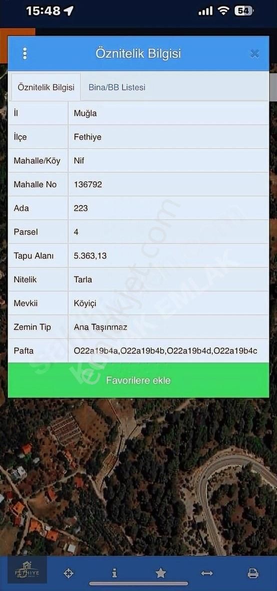 Fethiye Nif Mahallesinde Yatırıma Uygun Konut İmarlı Kupon Arsa