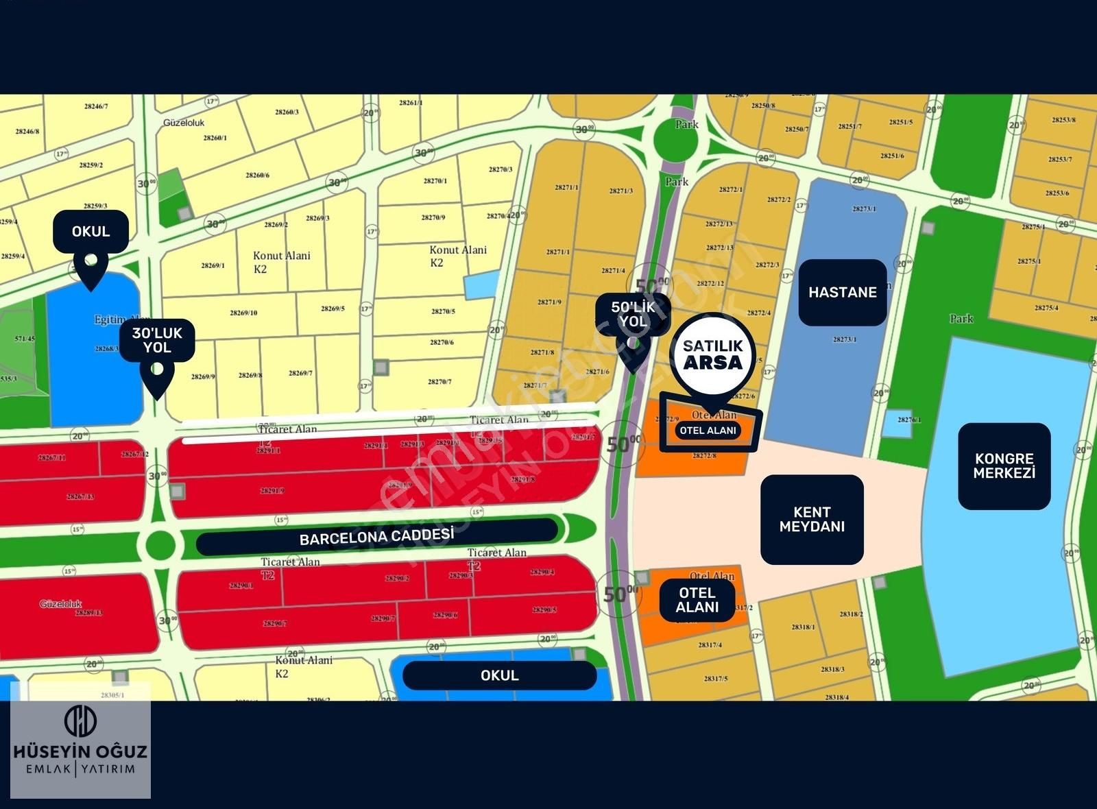 Hüseyin Oğuz'dan Kent Meydanında 935m² Otel Arsası