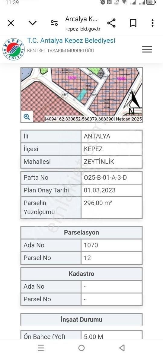 Zeytinlik Mahallesi Ticari Konut Arsa