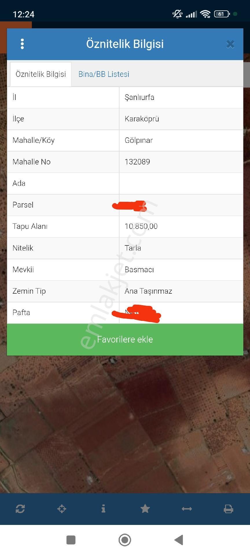 Cadde 17 Emlaktan Gölpınarda Tek Tapu Bağ Yeri