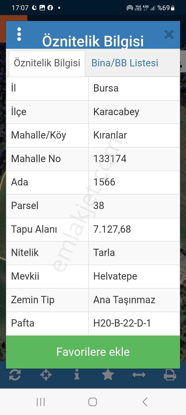 Sgk Emlak Bursa İlli Karacabey İlçesi Kıranlar Mah 7127 M 2 Yatırımlık Arazi