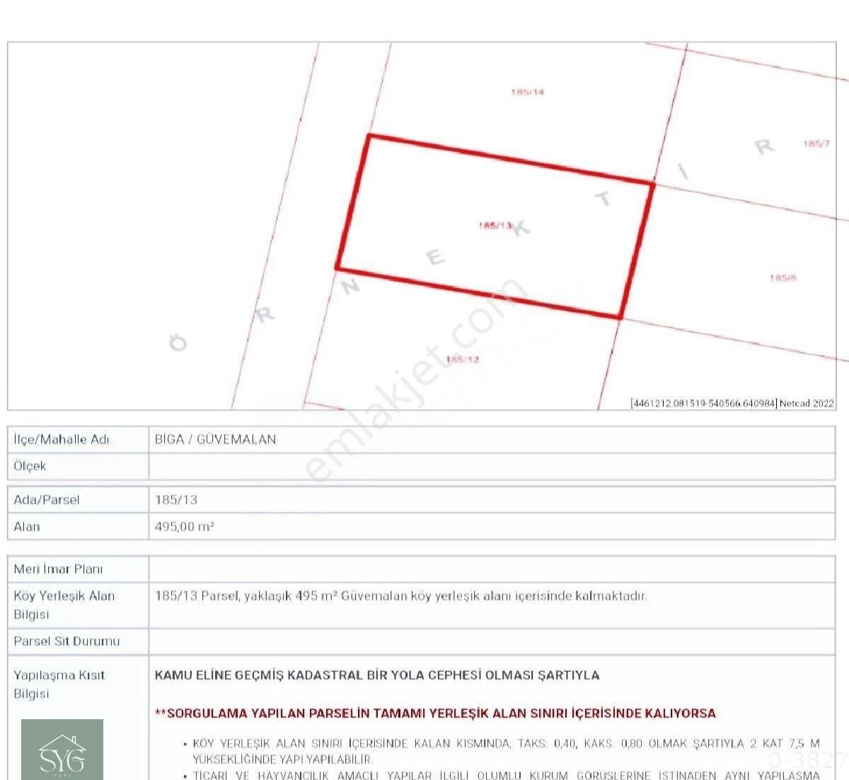 Biga Güvemalan Köyü 495 M² İmarlı Konut Arsası Satılık - Görsel 3