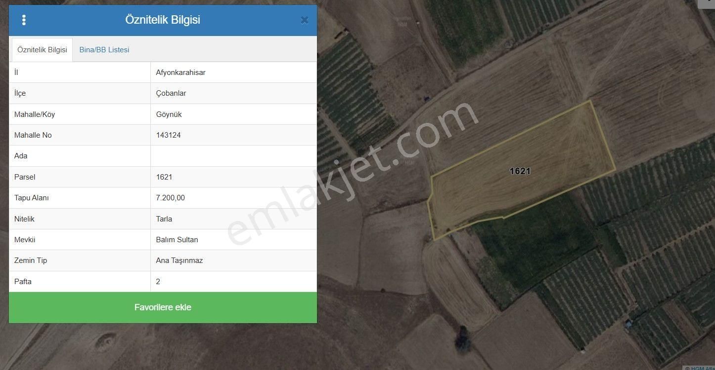 Afyon Çobanlar Göynükte Satılık Tarla