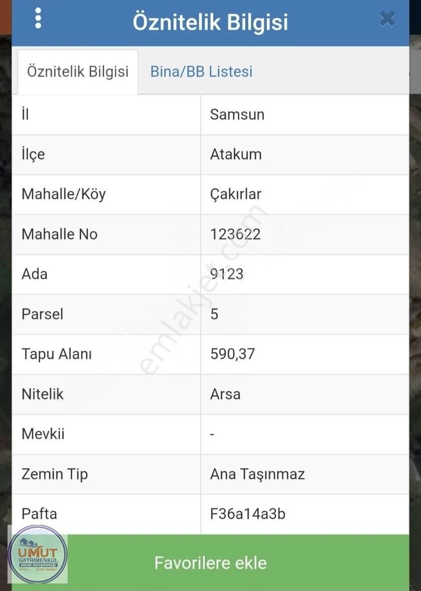 Atakum Çakırlarda Villalık Arsa