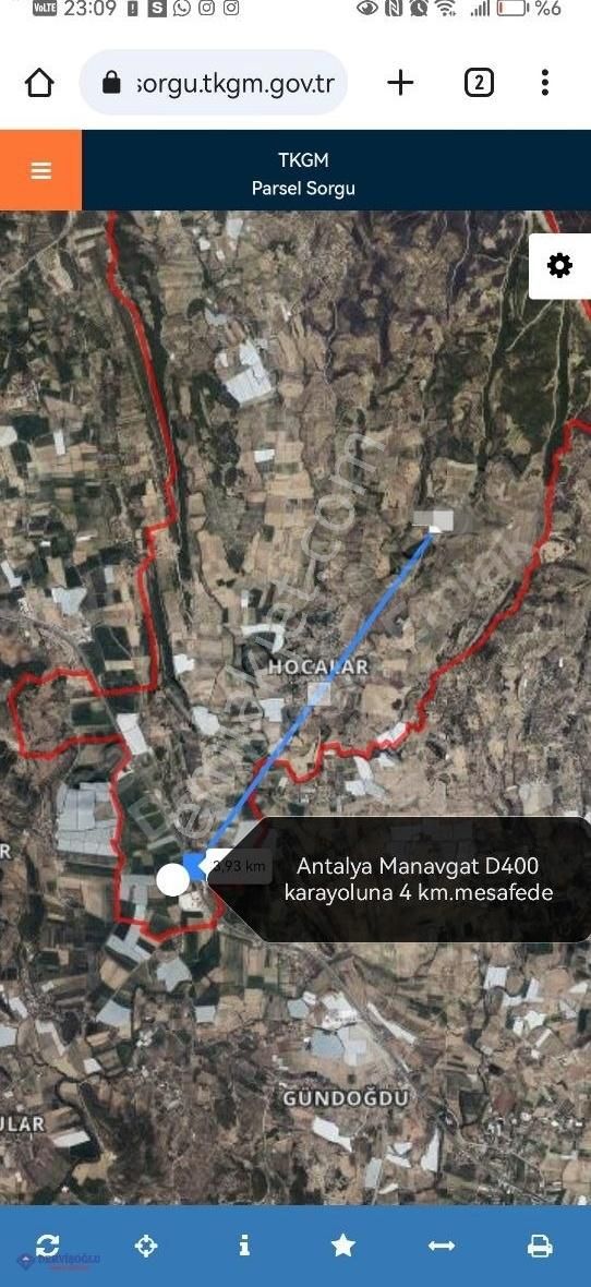 Manavgat/ Taşağıl /hocalar Köyü 11.400 M2 Tek Tapu Tarla