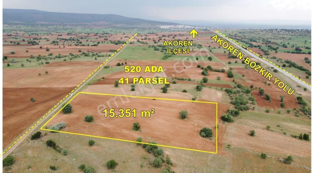 Konya Akören Ağalarda Asfalta Bir Parsel 15.351 M² Müstakil Tapulu Tarla
