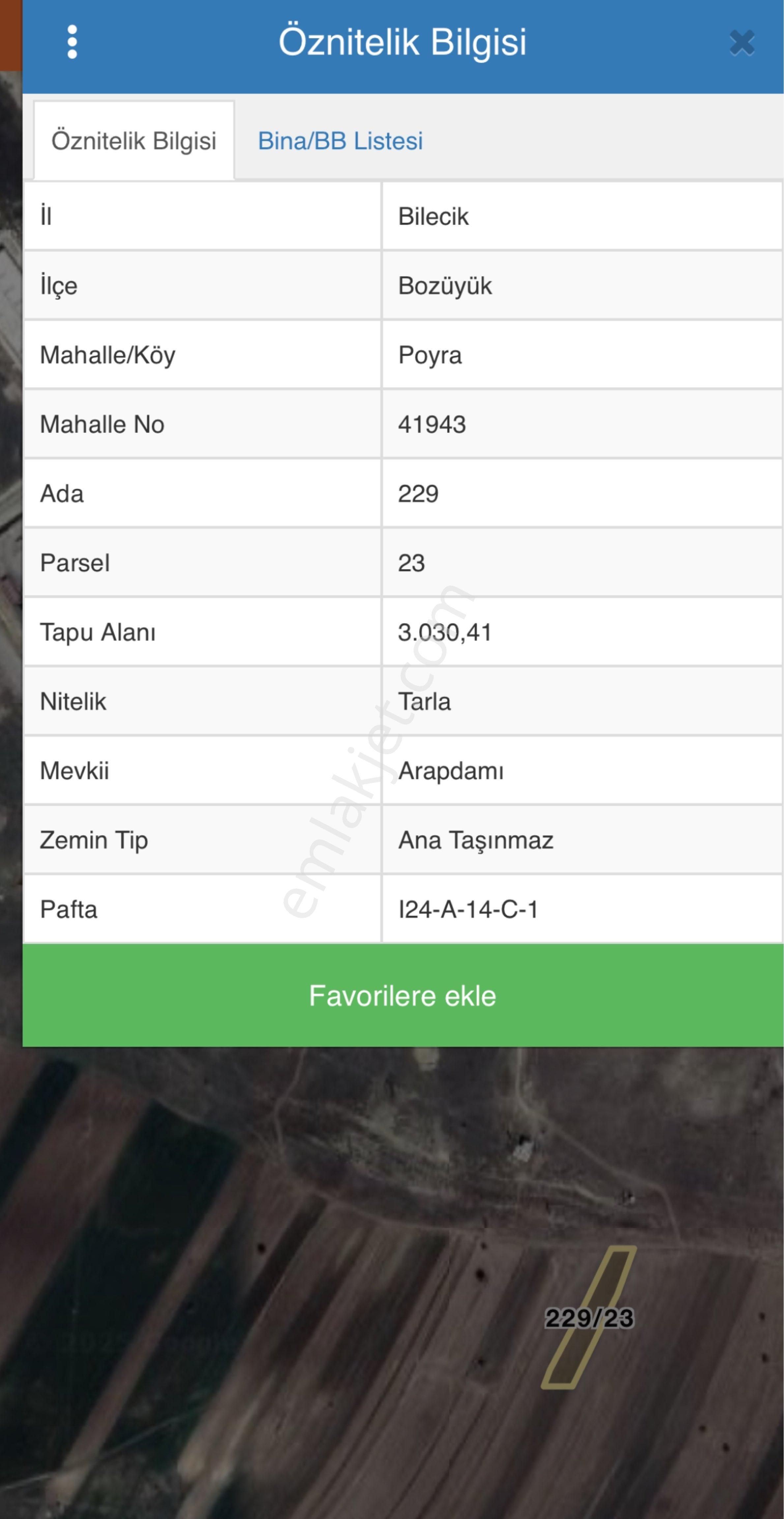 Bozüyük Organize Yakını Yatırımlık Tarla