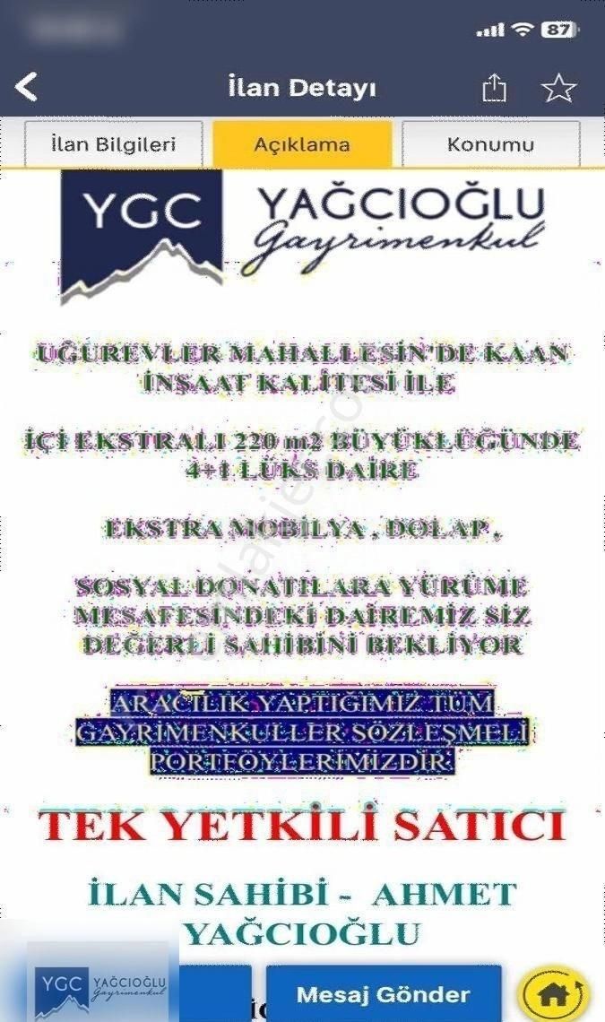 Ygc-uğurevler'de Kaçırılmayacak 4+1 Ultra Daire