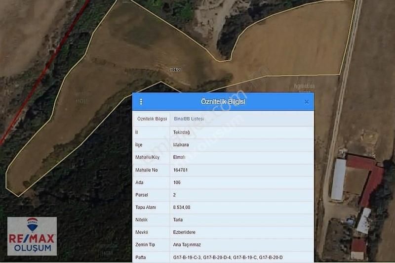Tekirdağ Malkara Elmalı Mevkiinde 609 M2 Hisseli Tarla Satılıktr