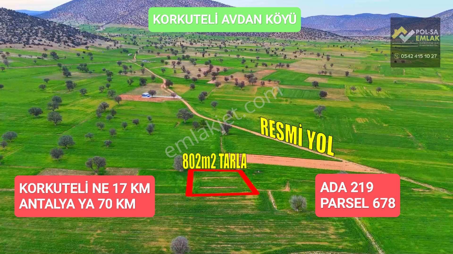 ✅korkuteli✅avdan Köyü ✅satılık 802m2 Tarla