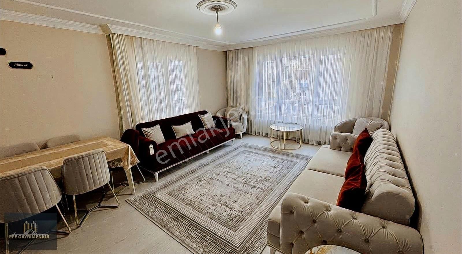 Efe Gayrimenkul'den Kat Konumlu Güney Cepheli 3 Balkonlu Daire..