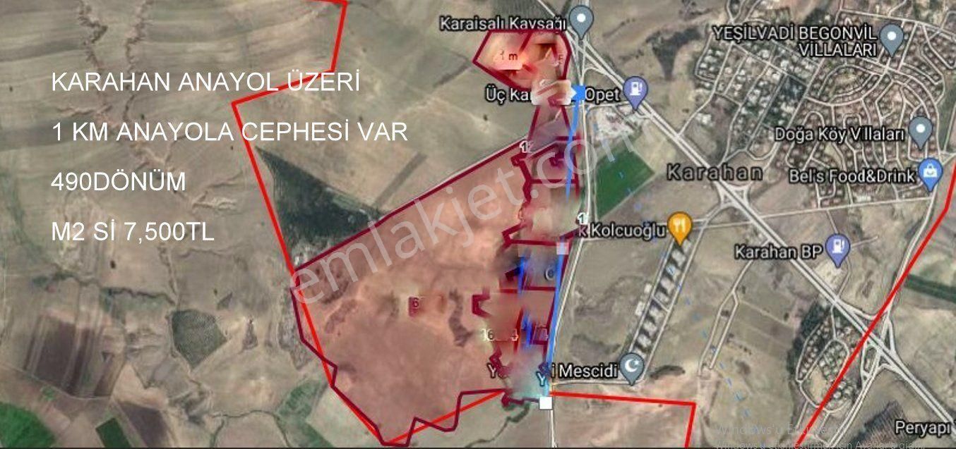 Karahan Anayola 1km Cephesi Var 490dönüm M2 Si 7,500tl