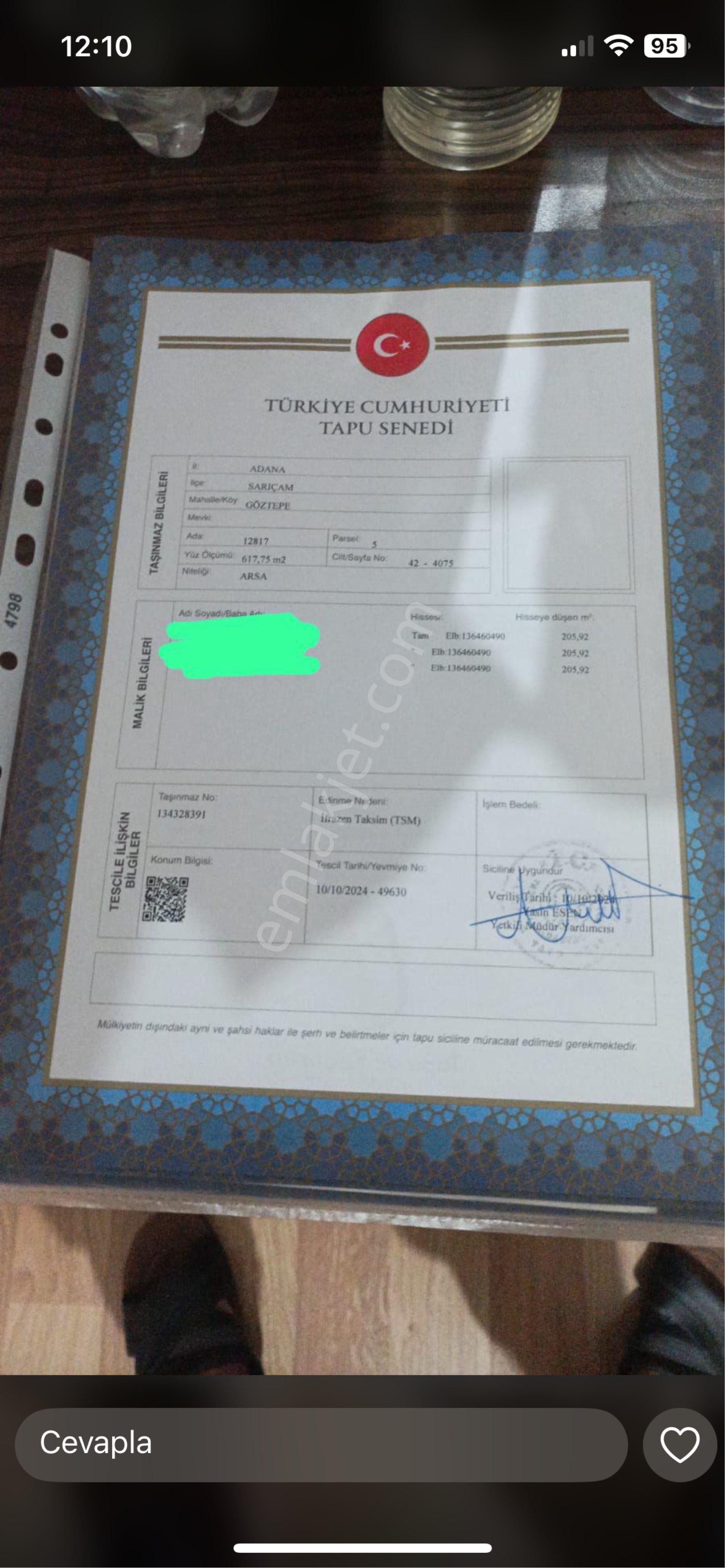 Sarıçam Göztepe De Ev Yapımına Uygun Kelepir Arsa