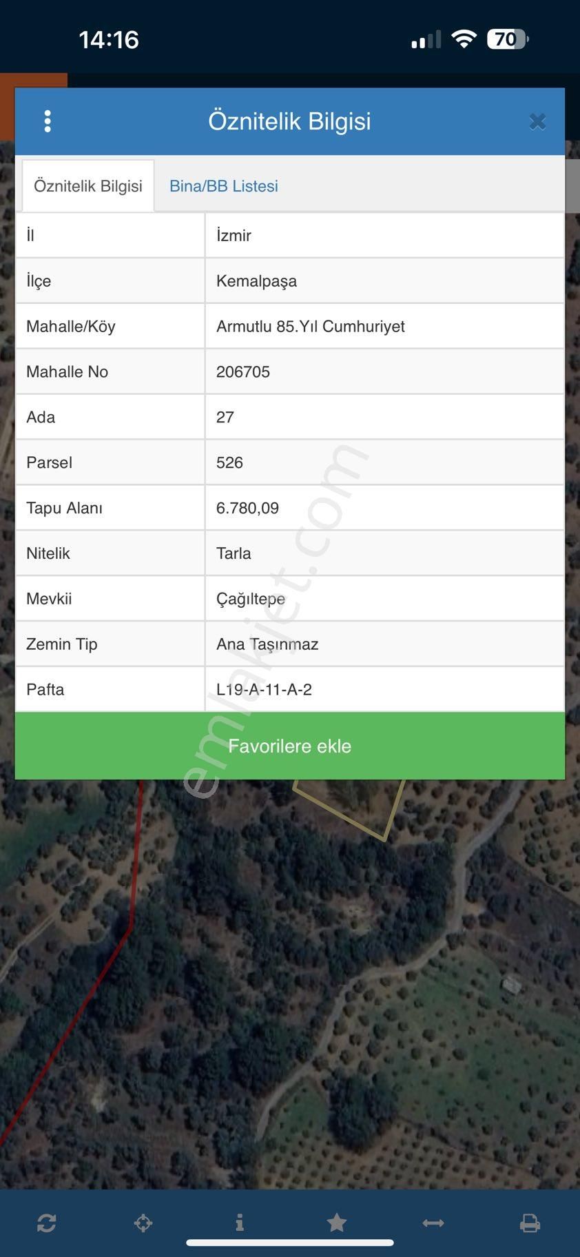 Kemalpaşa Armutlu'da 6800 M2 Fırsat Arazi