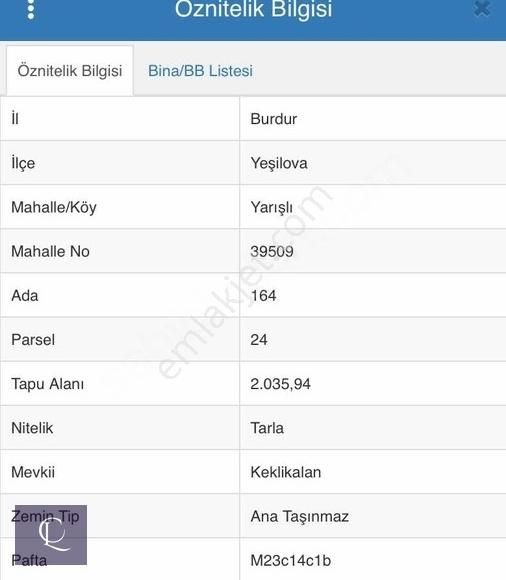Mert Pınarbaşı'ndan Burdur'da Satılık Tarla