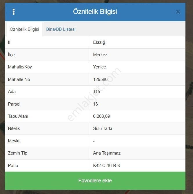 Elazığda Yola Cepheli Satılık Arsa (yenice)