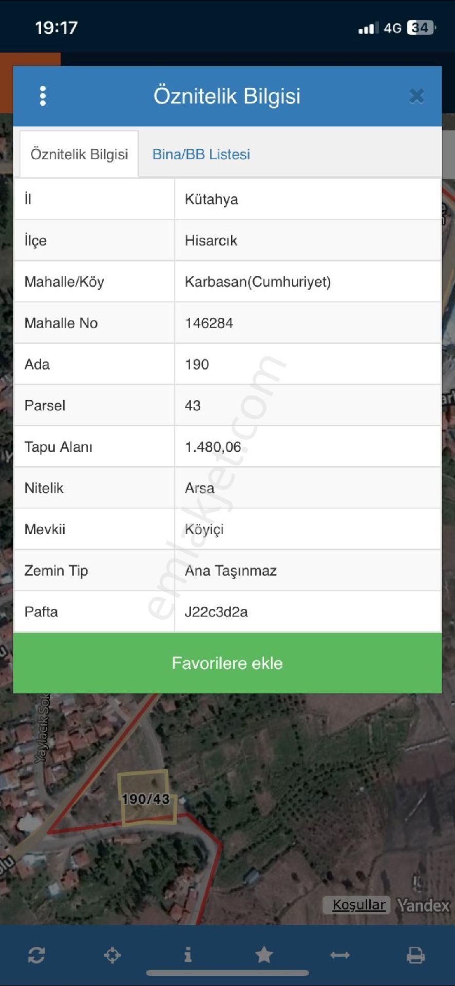 Kütahya Hisarcikta Acil Satilik Arsa