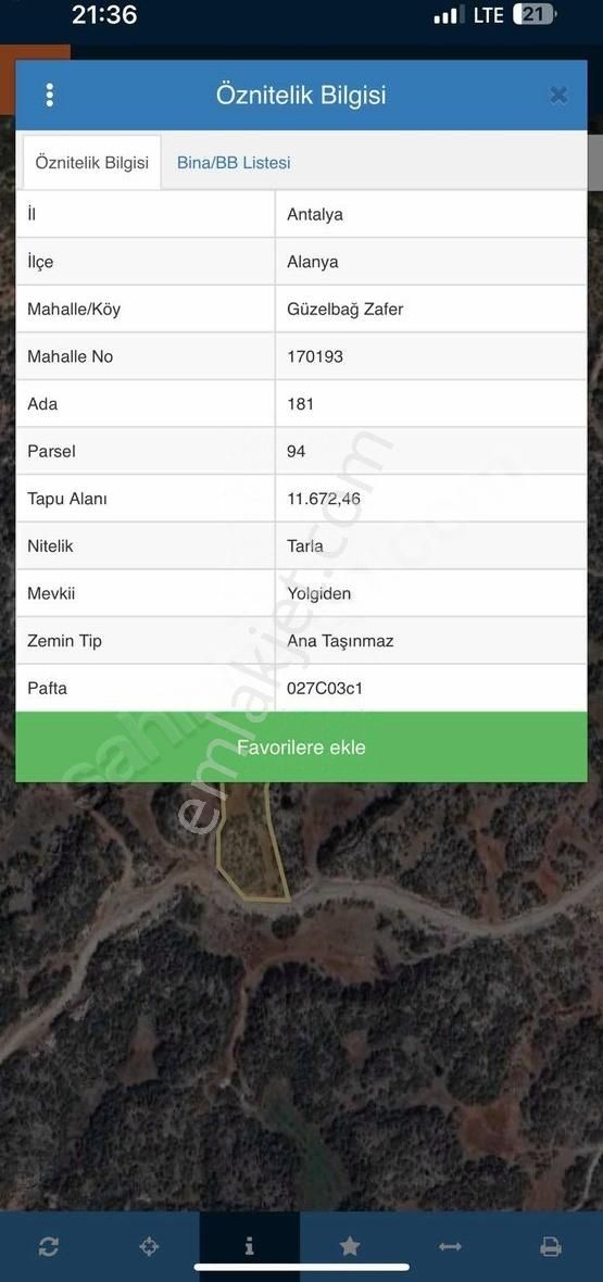 Alanya Güzelbağ Mahallesi Satılık Arazi