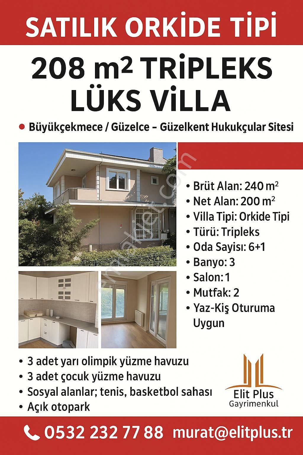 🏡 Satılık Orkide Tipi 208 M² Tripleks Lüks Villa Hukukçular Sitesi