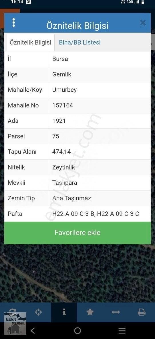 Berr Gayrimenkulden Umurbeyde 474m2 Cuma Son Satılık Zeytinlik