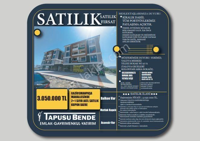 Gaziosmanpaşa Mahallesinde 2+1 Sıfır Acil Satılık Kupon Daire Emsali Yok