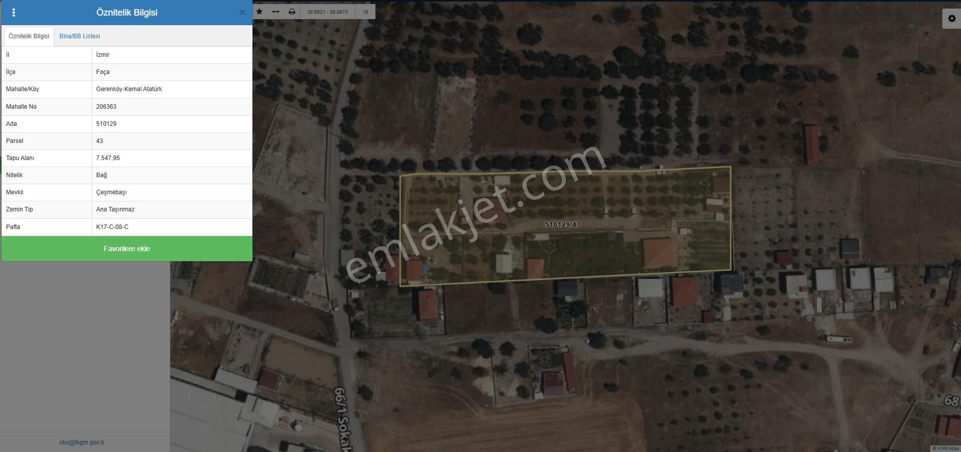 Foça Gerenköy'de 255 M2 Satılık Tarla